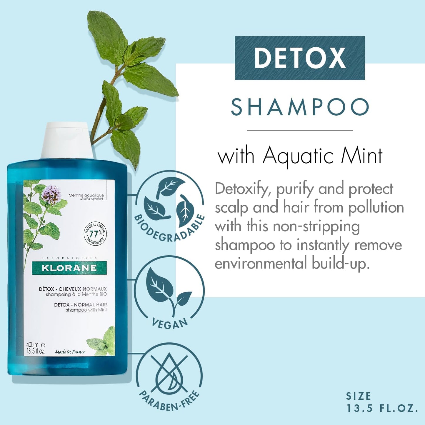 DETOX - NORMAL HAIR Shampoo with ORGANIC Mint