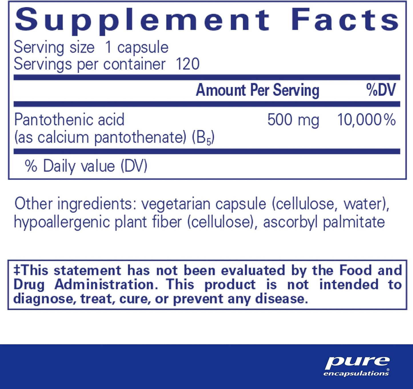 Pantothenic Acid Dietary Supplement