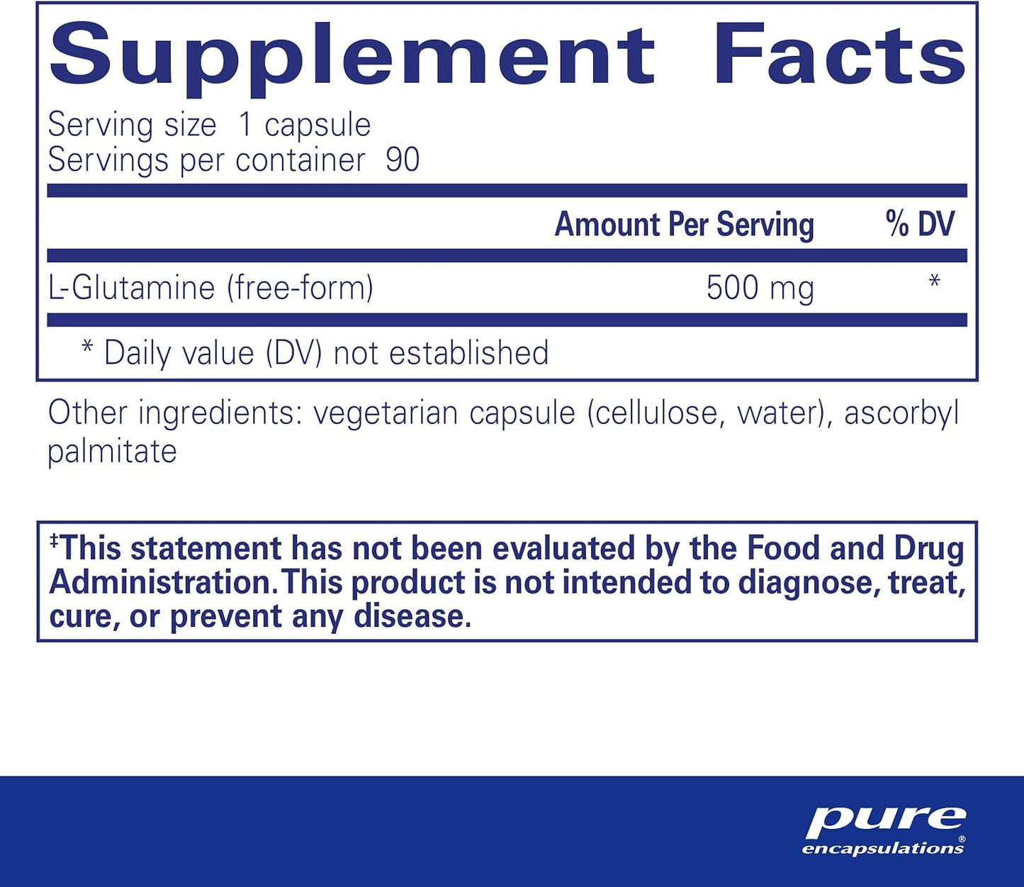 L-Glutamine 500mg Dietary Supplement